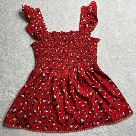 THML: Red Smocked Ruffle Tank Top - Picture 3 of 7